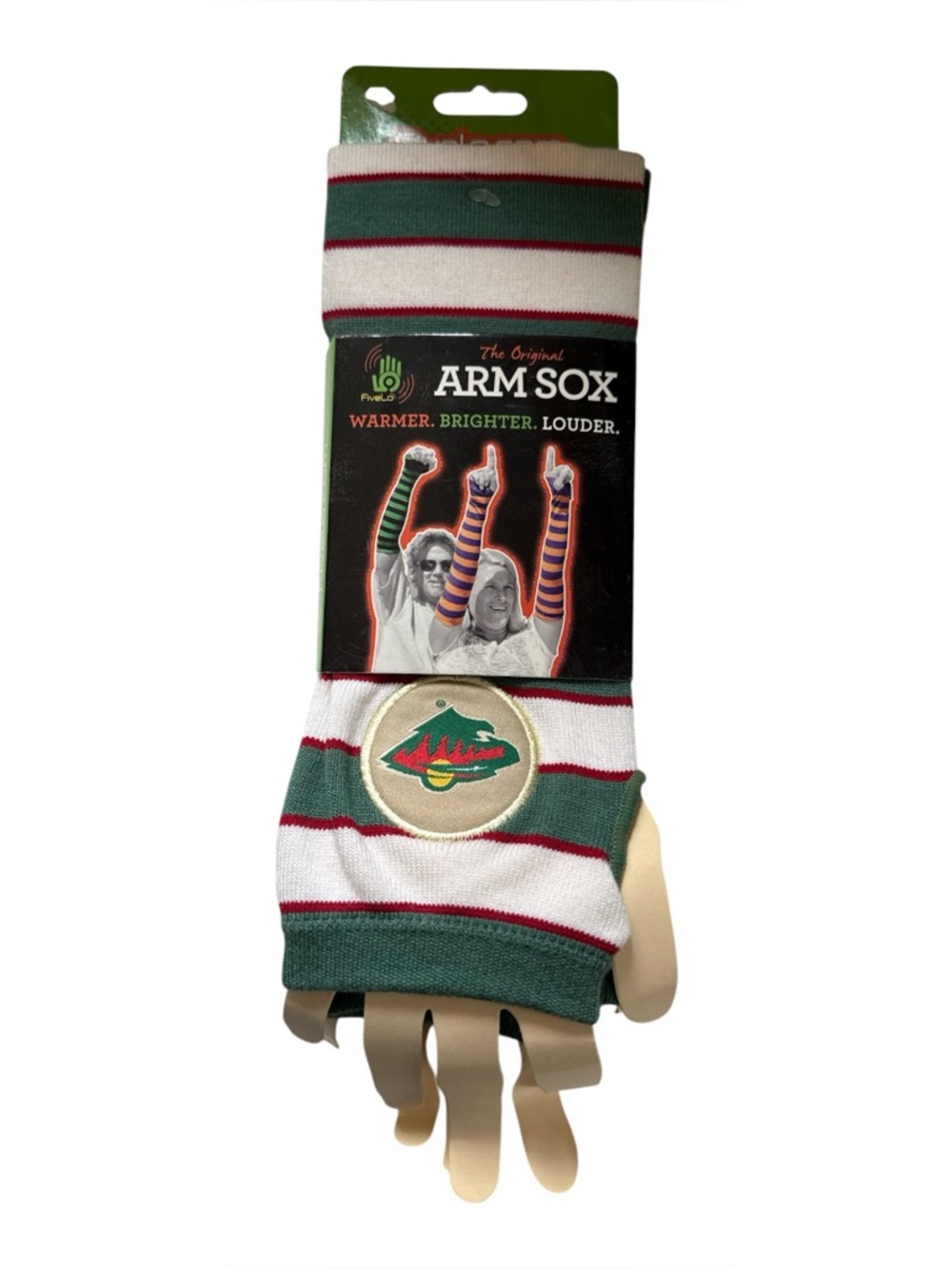 FiveLo Arm Sox Minnesota Wild Striped‎ Arm Warmers Fingerless Gloves OS New